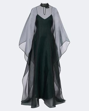 ‎Taller Marmo Sphinx Sheer Draped Organza Kaftan - Blue