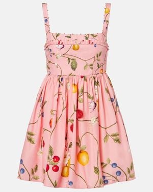 Agua Bendita Barbara Printed Cotton Minidress - Red
