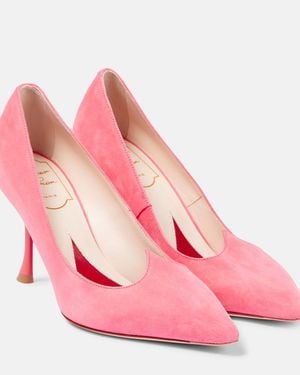 Roger Vivier I Love Vivier Suede Court Shoes - Pink