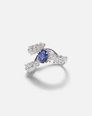 YEPREM Reign Supreme 18Kt Ring With Sapphire And Diamonds - Blue