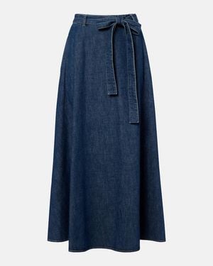Valentino Falda Midi De Chambray - Azul