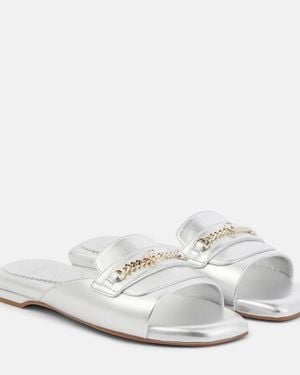 Christian Louboutin Miss Mj Metallic Leather Mules - White