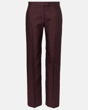KHAITE Callen Wool And Silk Straight Trousers - Purple