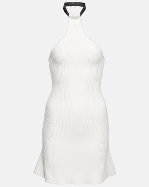 Courreges Ribbed-Knit Halterneck Minidress - White