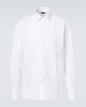 Tom Ford Cotton Voile Tuxedo Shirt - White