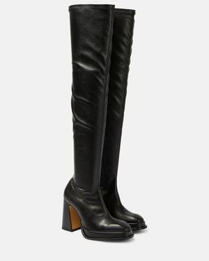 Souliers Martinez Velvet 100 Over-The-Knee Boots - Black