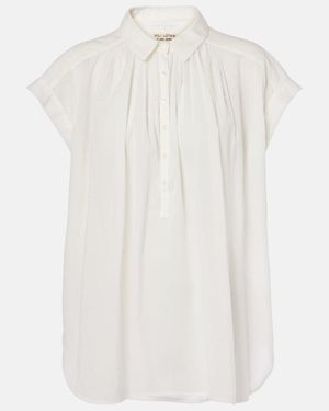 Nili Lotan Normandy Shirred Cotton Blouse - White