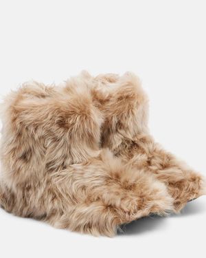 Christen Big Shearling Ankle Boots - Natural