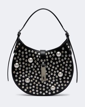 Polo Ralph Lauren Polo Id Small Studded Leather Shoulder Bag - Black