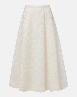 Max Mara Avena Embroidered Midi Skirt - White