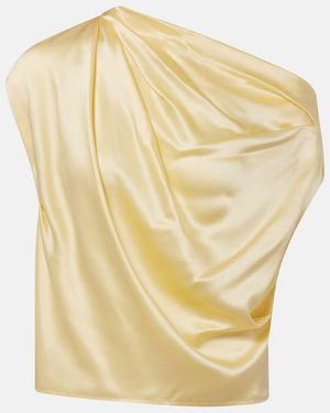 The Sei Draped Silk Satin Top - Metallic