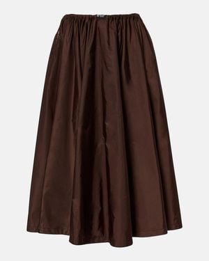 Prada Re-Nylon Gathered Midi Skirt - Brown