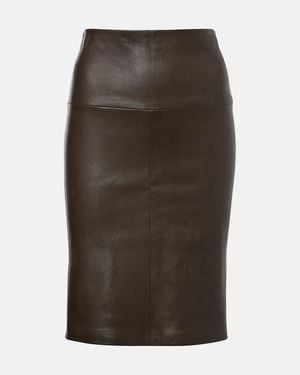 Stouls Gin Leather Midi Skirt - Brown