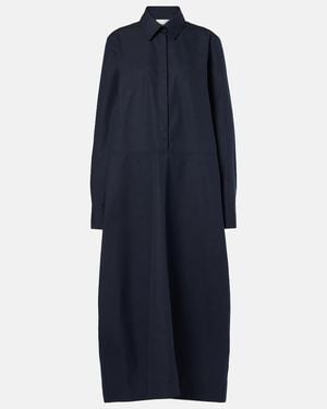 Jil Sander Gathered Cotton Poplin Shirt Dress - Blue