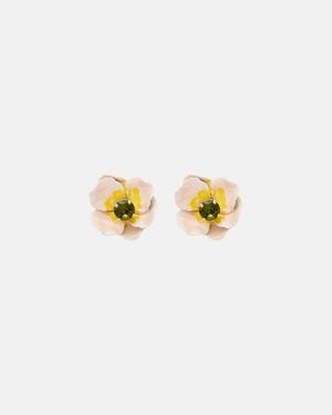 Simone Rocha Blooming Poppy Embellished Earrings - Metallic