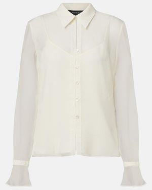 Gucci Lace-Trimmed Silk Georgette Shirt - White