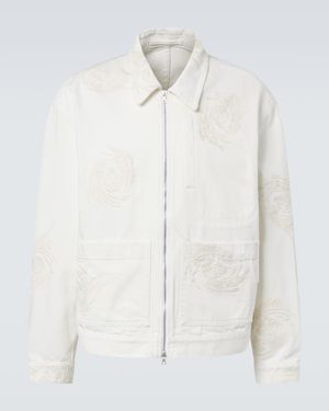 Dries Van Noten Embroidered Denim Jacket - White