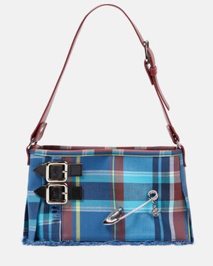 Vivienne Westwood Heather Tartan Canvas Shoulder Bag - Blue
