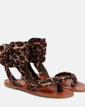 Christian Louboutin Niloo Du Desert Leopard-Print Satin Sandals - Brown