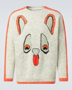 Loewe X Louis Wain – Pull Intarsia En Laine Et Mohair Melanges - Blanc