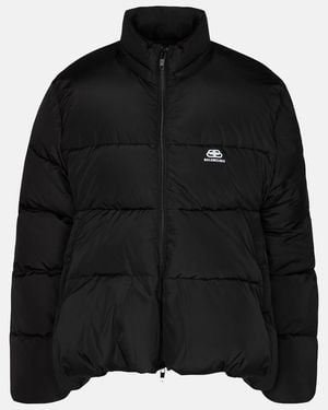 Balenciaga C-Shape Puffer Micro-Faille Jacket - Black