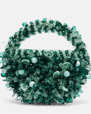 Clio Peppiatt Sirena Beaded Tote Bag - Green