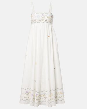 ALÉMAIS Giulia Embroidered Cotton Maxi Dress - White