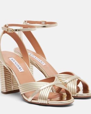 Aquazzura Very Sundance Metallic Leather Sandals