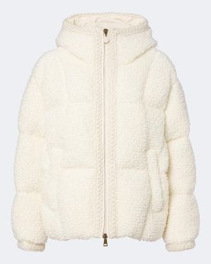 Moncler Cristallin Wool-Blend Boucle Down Jacket - Natural