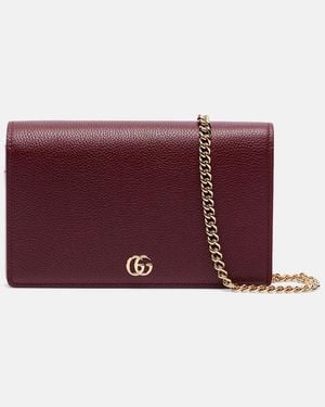 Gucci Gg Marmont Wallet On Chain, Leather - Red