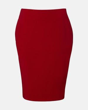 Saint Laurent Satin Pencil Skirt - Red