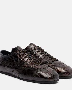 Dries Van Noten Croc-Effect Leather Trainers - Brown