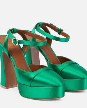 Malone Souliers Mora Satin Platform Pumps - Green