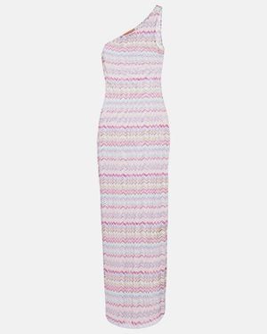 Missoni Zigzag One-Shoulder Maxi Dress - Purple