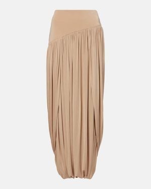 Ferragamo Draped Jersey Maxi Skirt - Natural