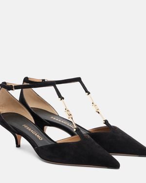 Ferragamo Traci 40 Suede Court Shoes - Black