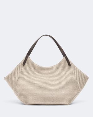 Brunello Cucinelli Reversible Raffia-Effect Shopper - Natural