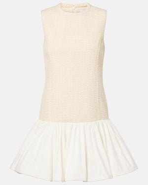 Patou Tweed And Faille Minidress - Natural