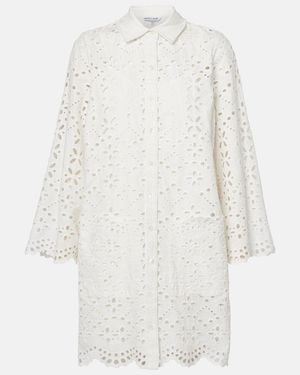 Veronica Beard Sumatra Broderie Anglaise Cotton Shirtdress - White