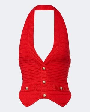 retroféte Tinsley Knitted Crop Top - Red