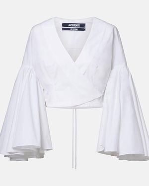 Jacquemus Paysan Cotton Poplin Wrap Top - White