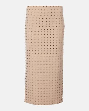 Sportmax Nome Crystal-Embellished Midi Skirt - Natural