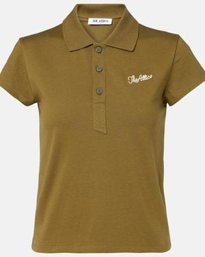 The Attico Logo Cropped Cotton Jersey Polo Shirt - Green