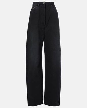 Prada High-Rise Wide-Leg Jeans - Black