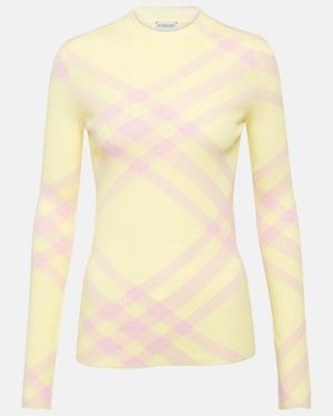 Burberry Check Wool-Blend Top - Yellow