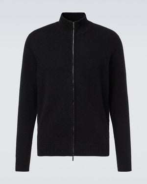 Saman Amel Halle Ribbed-Knit Cashmere Zip-Up Jumper - Black