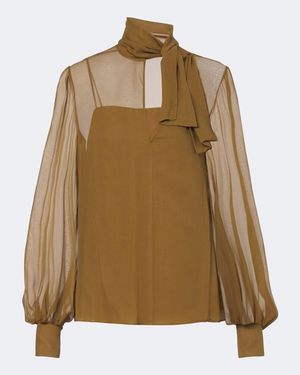 Valentino Garavani Schluppenbluse Aus Georgette - Natur
