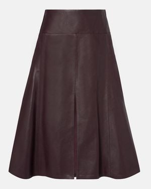 Alaïa Low-Rise Leather Midi Skirt - Purple