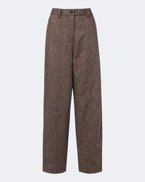 Moncler Wool Wide-Leg Pants - Brown