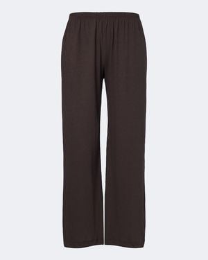 Leset Pantalones Anchos Cropped Milo De Algodon - Marrón
